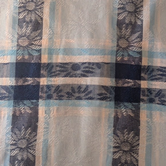 Alfred Dunner Floral Plaid Button Down Shirt Bleu  Boho Retro Size 18 - Picture 8 of 12